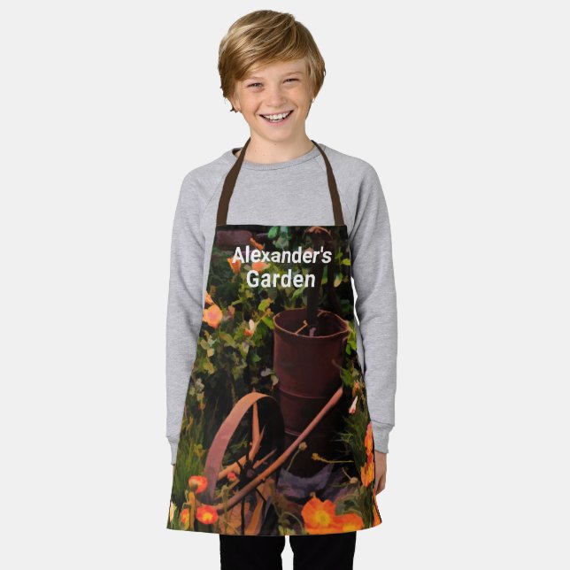Vintage Blume Gärung Wasserfarben Maßgeschneidert Schürze (Getragen)