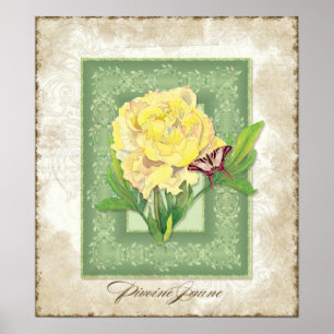 Vintage Blume - Gelbe Peere mit Brocade Poster