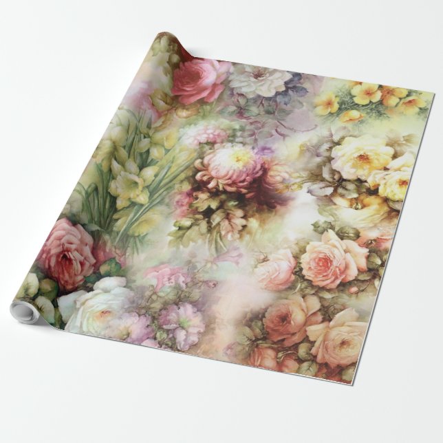 Vintage Blume Geschenkpapier (Ungerollt)