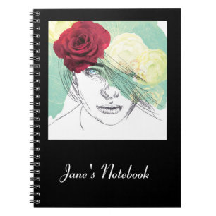Vintage Blume Girl Illustration Notizblock