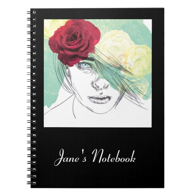Vintage Blume Girl Illustration Notizblock (Vorderseite)