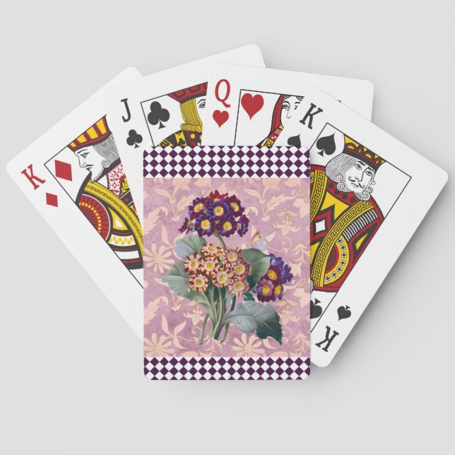 Vintage Blume Harlequin Spielkarten (Rückseite)