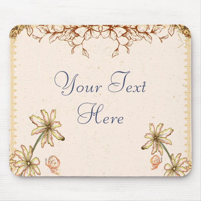 Vintage Blume Hochzeit Mousepad (Vorne)