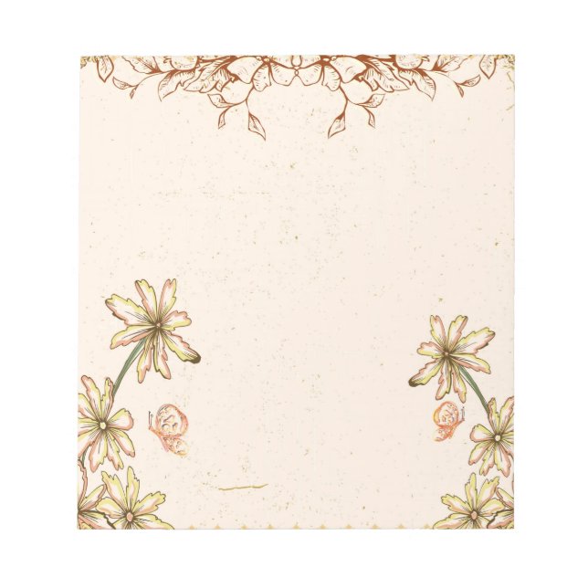 Vintage Blume Hochzeit Notizblock (Vorderseite)