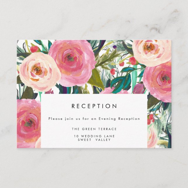 Vintage Blume Hochzeitskarte Begleitkarte (Vorderseite)