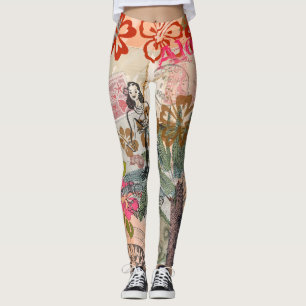 Vintage Blume Hula farbenfrohe hawaiianische tropi Leggings