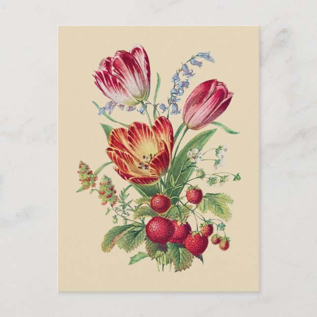 VINTAGE BLUME I POSTKARTE (Vorderseite)