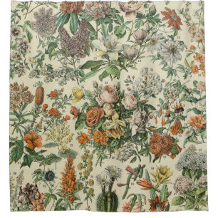 Vintage Blume Illustration Adolphe Millot Duschvorhang
