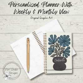 Vintage Blume in Blau Planer