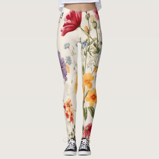 Vintage Blume in sanften Farben Leggings (Vorderseite)