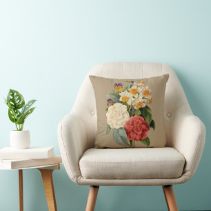 Vintage Blume, Kamelien und Narzissen, Redoute Kissen