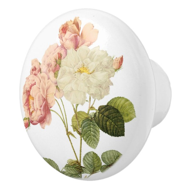 Vintage Blume Knöpfe 2 Keramikknauf (Rechts)