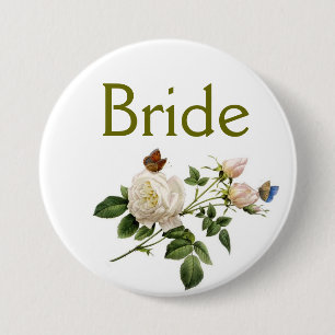 Vintage Blume mit Rosa Braut oder Bräutigam Button