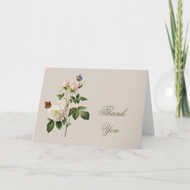 Vintage Blume mit Rosa Dankeskarte (Vorderseite)