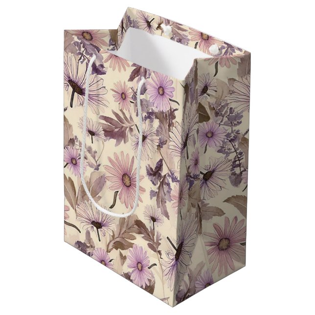 Vintage Blume Mittlere Geschenktüte (Vorderseite Schrägansicht)