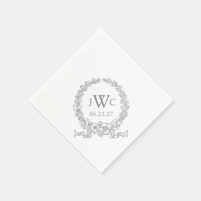 Vintage Blume | Monogramed Versailles Gray Serviette (Ecke)