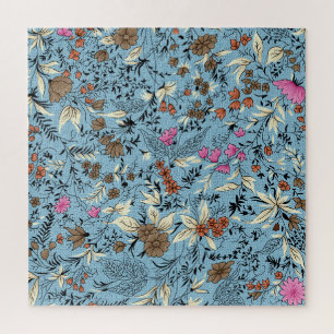 Vintage Blume Muster, blauer Hintergrund.