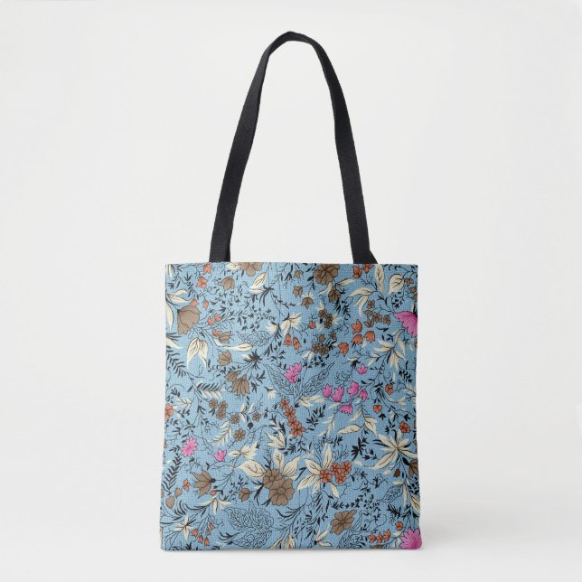 Vintage Blume Muster, blauer Hintergrund. Tasche (Vorderseite)