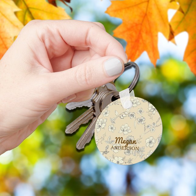 Vintage Blume Name der antiken Creme Schlüsselanhänger (Von Creator hochgeladen)
