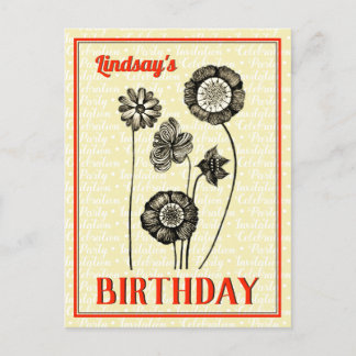 Vintage Blume Name für die Anpassung der Blumenzel Einladungspostkarte