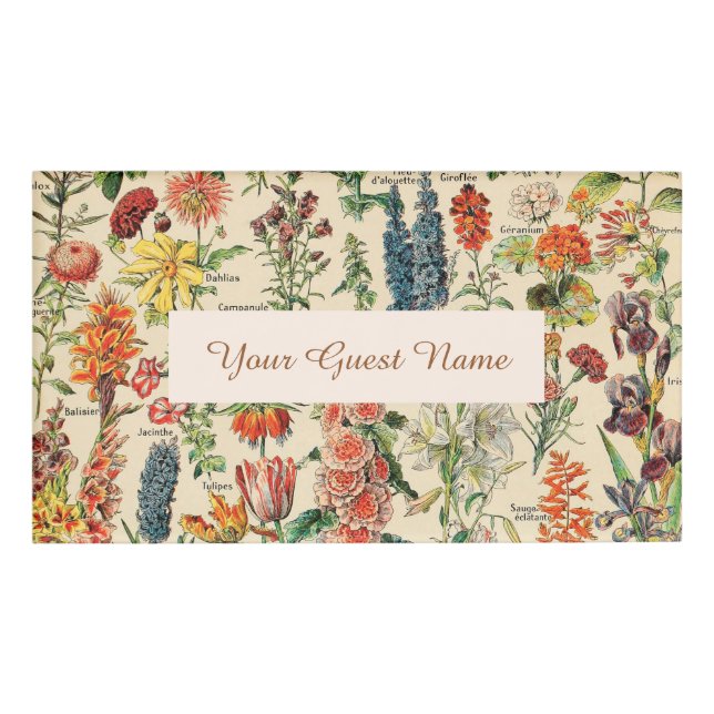 Vintage Blume Namenschild (Vorderseite)