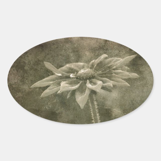 Vintage Blume Ovaler Aufkleber (Vorderseite)