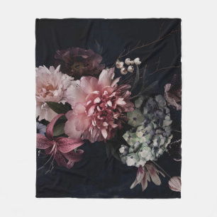 Vintage Blume. Peonies, Tulpen, Lilien, Hydrangea  Fleecedecke