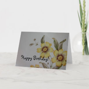 Vintage Blume Plate, glücklich zum Geburtstag! Karte