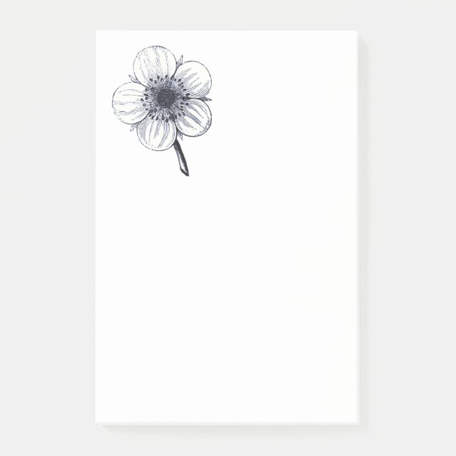Vintage Blume. Post-it Klebezettel (Vorderseite)
