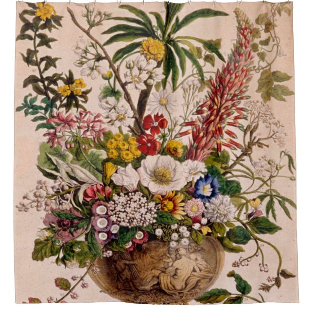 Vintage Blume Retroklassik Viktorianisch Duschvorhang (Vorderseite)