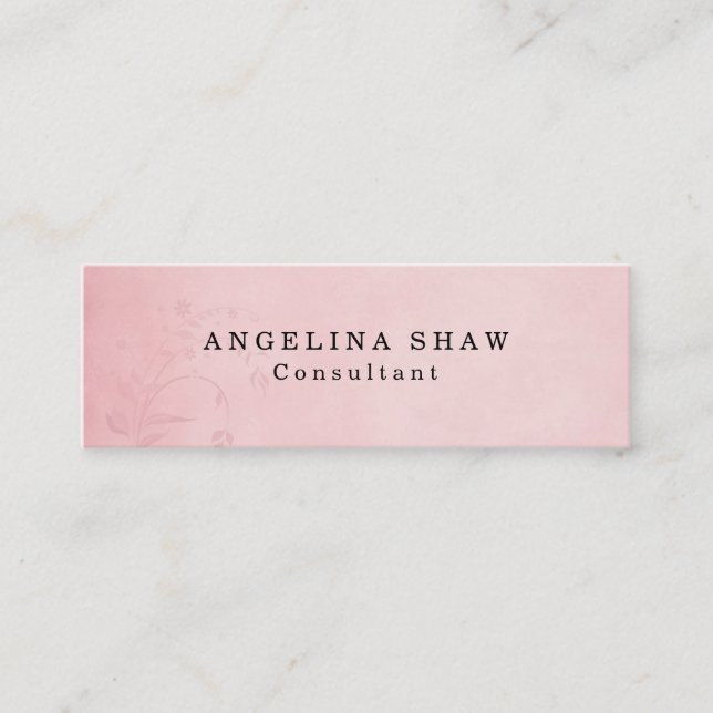 Vintage Blume Rosa Beruflich Mini Visitenkarte (Vorderseite)