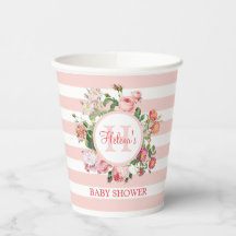 Vintage Blume Rosa Streifen Monogramm Babydusche