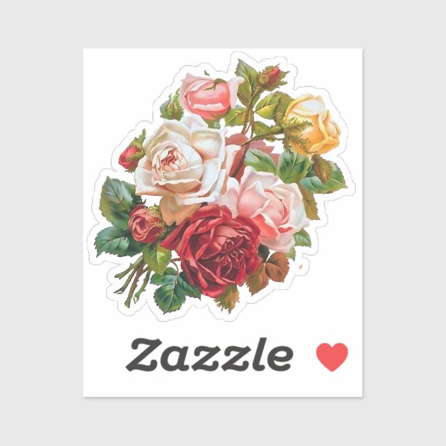 Vintage Blume Rose Bouquet Aufkleber (Blatt)
