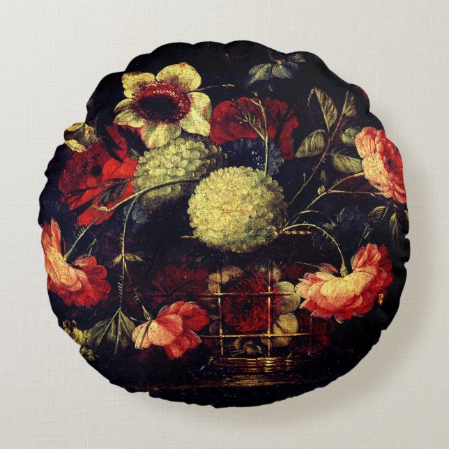 Vintage Blume Rundes Kissen (Vorderseite)
