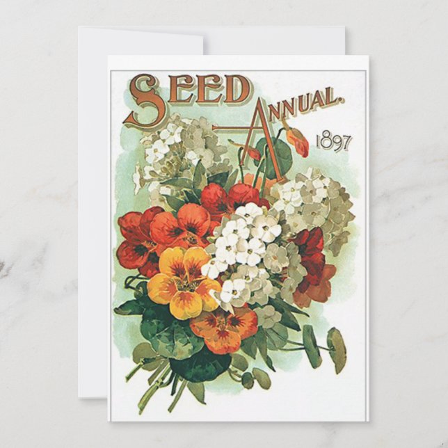 Vintage Blume Saatgut Einladung (Vorderseite)