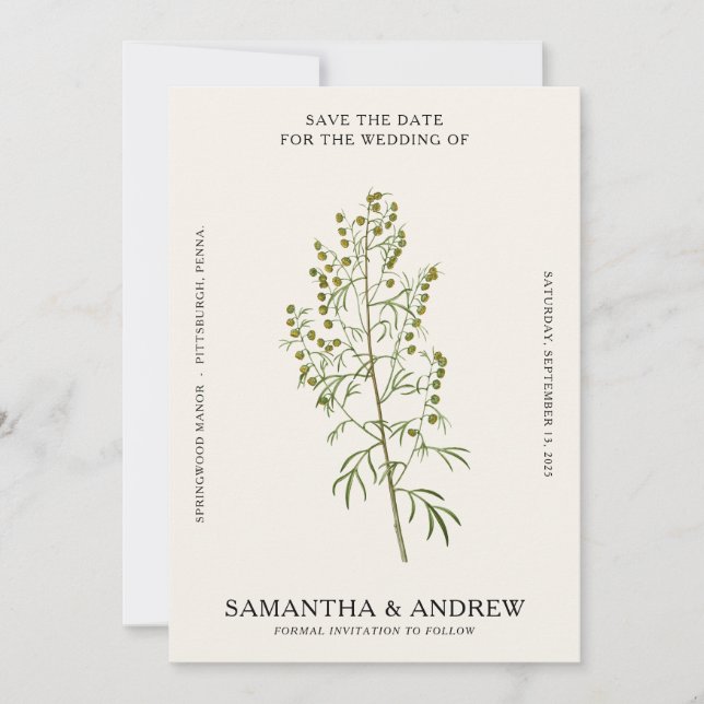 Vintage Blume Save the Date Einladung (Vorderseite)