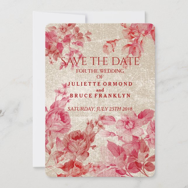 Vintage Blume - Save the Date Karte (Vorderseite)