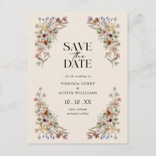 Vintage Blume Save the Date Postkarte