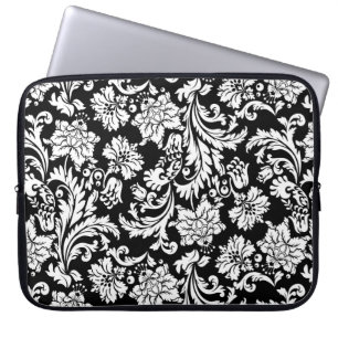 Vintage Blume Schwarz/Weiß Laptopschutzhülle