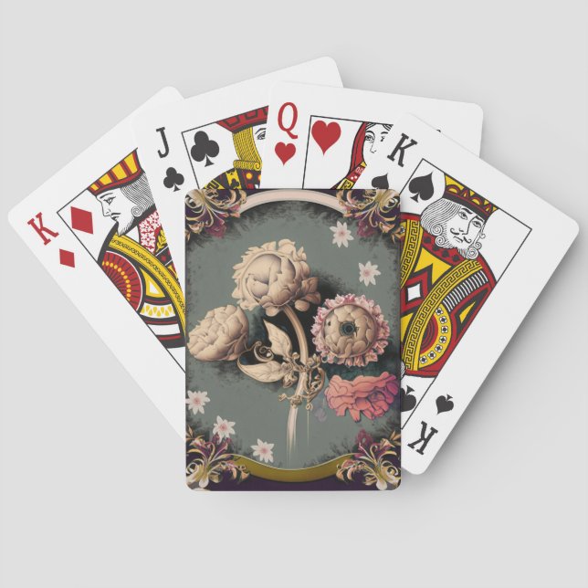 Vintage Blume Spielkarten (Rückseite)