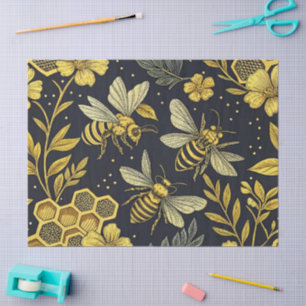 Vintage Blume und Bienen Seidenpapier