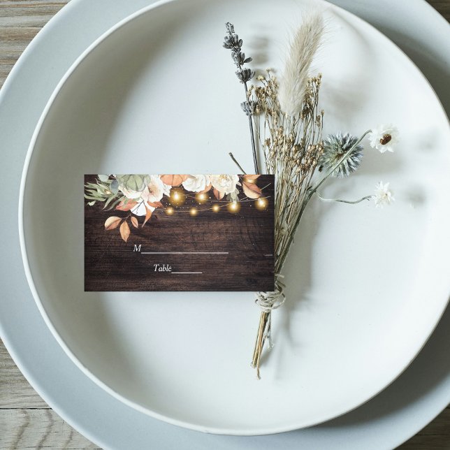 Vintage Blume und Kürbis Herbst Platzkarte (Von Creator hochgeladen)