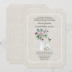 Vintage Blume und Milchflaschen Hochzeiten Einladung