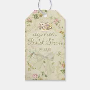 Vintage Blume und Tee-Cup-Brautparty Geschenkanhänger