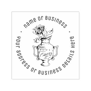 Vintage Blume Vase Business Name Rücksendeadresse Permastempel
