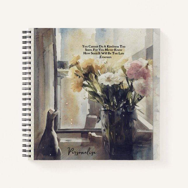 Vintage Blume Vase Emerson Quote Journal Notizbuch (Vorderseite)