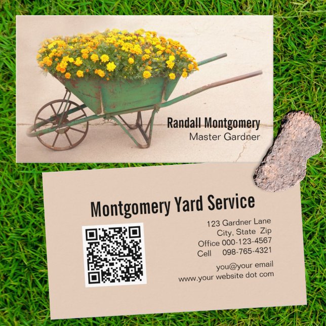 Vintage Blume von Radbarren Gärtner QR-Code Visitenkarte (Von Creator hochgeladen)