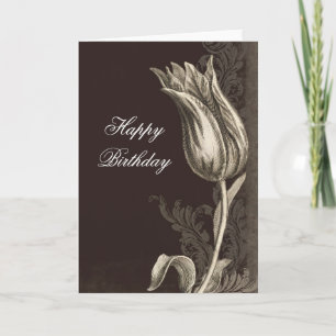 Vintage Blume zeichnend Geburtstagskarte Karte