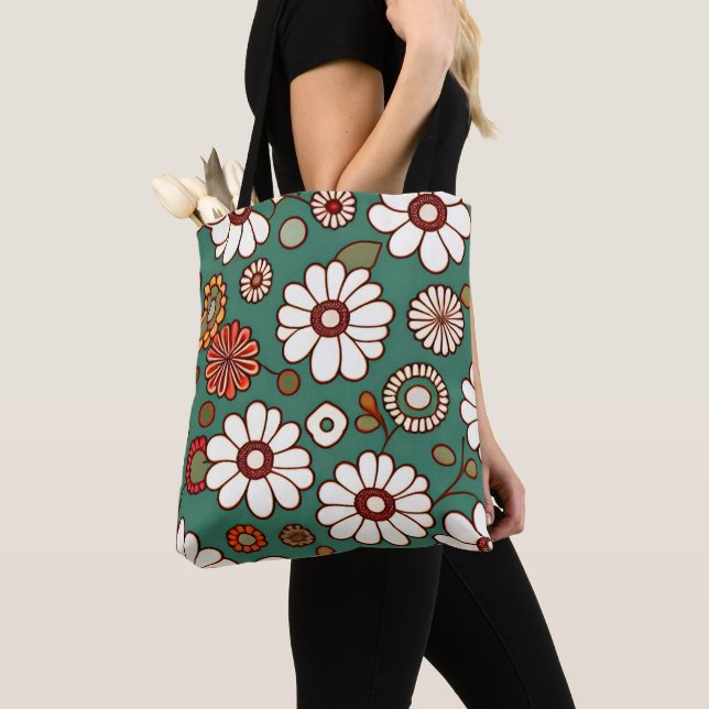 Vintage Blume zum grünen Hintergrund Tasche (Von Nahem)