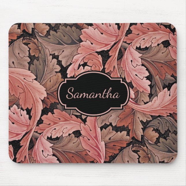 Vintage-Blumen-Akanthus-Muster mit Monogramm Mousepad (Vorne)